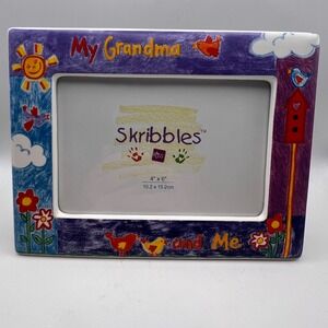 Russ Berrie Skribbles "My Grandma and Me" Ceramic 4x6 Picture Frame